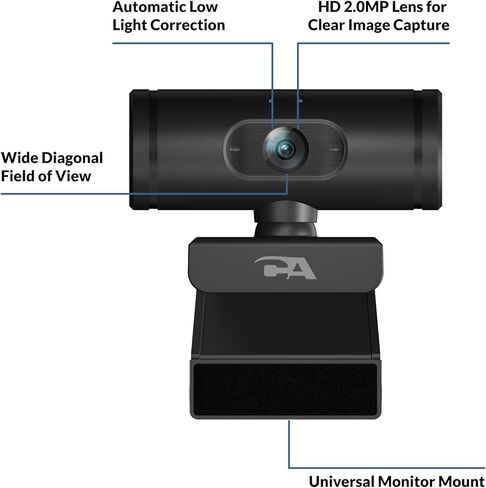 Cyber Acoustics 1080p Full HD Webcam (WC-1000), Designed with No Microphone for Use with Headsets and Speakerphones, Autofocus, Low-Light Correction, USB-A Plug and Play in Saudi Arabia