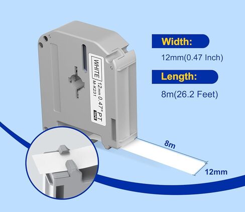 P PUTY M-K231 متوافق مع شريط Brother P-Touch Label Tape M لشريط Brother M-K231s 12 مم 0.47 أبيض MK231 M231 M-K231 للأخ PTouch PT-65 PT-M95 PT-90 PT-70 PT-80، 6 عبوات in Kuwait