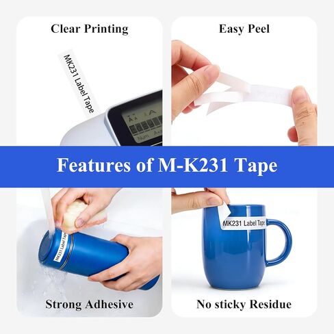 JOJOME 5 عبوات M-K231 M شريط متوافق 12 مم 0.47 شريط لاصق أبيض بديل لـ Brother P-Touch M231 MK231 M-231 M-K231S يعمل مع Brother Ptouch PT-65 PT-M95 PT-90 PT-70 PT-80 صانع الملصقات in Kuwait