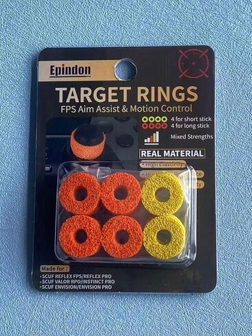 Epindon Target Rings | FPS Aim Assist Precision Motion Control | Made for SCUF REFLES, VALOR PRO/INSTINCT PRO, ENVISION Controllers(Orange Rings for Long Stick, Yellow Rings for Short Stick) 8-PACK in Saudi Arabia