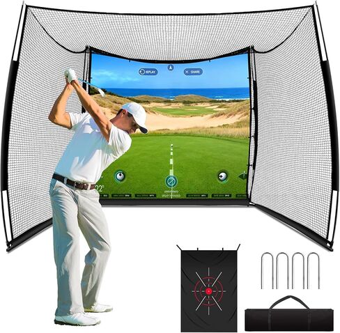 Golf Net, 11x8ft Golf Hitting Net with Target Cloth, Heavy Duty Spacious Golf Practice Cage for Swing Driving, Home Backyard Garage Indoor Outdoor Use in Saudi Arabia