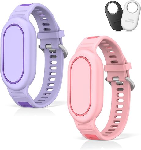 [2-Pack] Waterproof Bracelet Compatible for Samsung Galaxy SmartTag 2 (2023), Soft Silicone Full Coverage Protective Cover Hidden Smart Tag 2 Case for Kids Child Elderly (Blue+Green) in Saudi Arabia