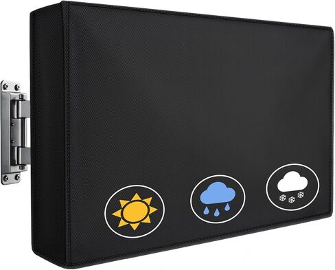 Outdoor TV Cover 50 to 55 Inch Weatherproof, Waterproof TV Cover for Outside 52"L X 33"H with Pocket, Thick 600D Oxford Cloth & PVC Waterproof Coating Protector -Black in Saudi Arabia