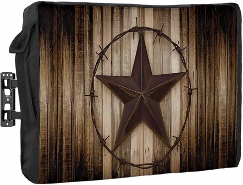 Outdoor TV Cover 55 Inch Texas Stars Wood Grain TV Enclosure Rustic Wooden TV Covers for Outside TV Display Screen Protector with Remote Control Pocket Home Decor in Saudi Arabia