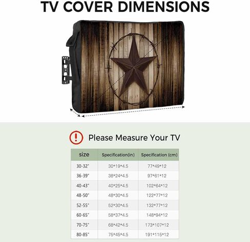 Outdoor TV Cover 55 Inch Texas Stars Wood Grain TV Enclosure Rustic Wooden TV Covers for Outside TV Display Screen Protector with Remote Control Pocket Home Decor in Saudi Arabia