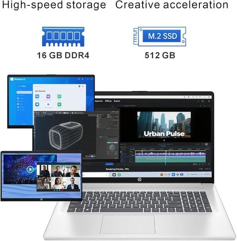 HP 17 inch Business Laptop Computer • 2026 Edition • Latest AMD Ryzen 5 CPU • (16GB RAM | 512GB SSD) • 17.3" FHD Display • Copilot+ • Long Battery Life • Windows 11 with Office 365 for The Web in Saudi Arabia