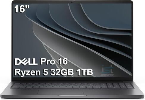 Dell Pro 16 (Next Gen Latitude 3550) Business Laptop (16" FHD+, AMD Ryzen 5 220 (> Intel i7-1255U), 16GB DDR5 RAM, 512GB SSD), 1080p IR Webcam, Backlit, 2x Thunderbolt 4, Wi-Fi 6E, Win 11 Pro, PC16255 in Saudi Arabia