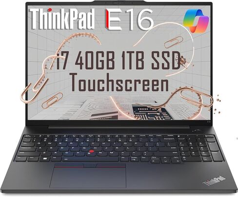 كمبيوتر محمول Lenovo ThinkPad E16 Business (شاشة لمس FHD+ مقاس 16 بوصة، Intel 10-Core i7-1355U، ذاكرة الوصول العشوائي 40 جيجابايت، 1 تيرابايت SSD) لوحة مفاتيح بإضاءة خلفية، بصمة الإصبع، كاميرا ويب 1080P RGB، Thunderbolt 4، Ethernet، Win 11 Pro مع مساعد ال in Saudi Arabia