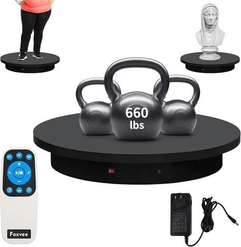 Remote-Controlled Motorized Turntable,Heavy Duty Motorized Rotating Display Stand,Speed-Adjustable Rotating Platform,Multi-Mode 360° Photography Turntable for 3D Scan,Photography(23.6in/Black) in Saudi Arabia