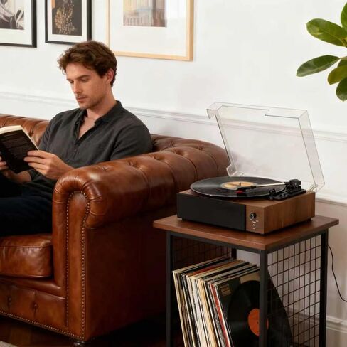 Portable Bluetooth Vinyl Record Player Turntable with Built-in Speakers, Rechargeable, Multiple Speeds (33/45/78 RPM) – Retro Vintage Design for Home & Gifts in Saudi Arabia