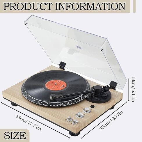Fully Automatic Belt-Drive Turntable with Premium Cartridge,Hi-Fi,Carbon Fibre Arm,2 Speed, Dust Cover, Anti-Resonance,Adjustable Counterweight,Wood in Saudi Arabia