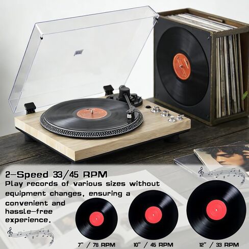 Fully Automatic Belt-Drive Turntable with Premium Cartridge,Hi-Fi,Carbon Fibre Arm,2 Speed, Dust Cover, Anti-Resonance,Adjustable Counterweight,Wood in Saudi Arabia