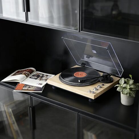 Fully Automatic Belt-Drive Turntable with Premium Cartridge,Hi-Fi,Carbon Fibre Arm,2 Speed, Dust Cover, Anti-Resonance,Adjustable Counterweight,Wood in Saudi Arabia