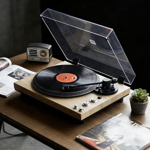 Fully Automatic Belt-Drive Turntable with Premium Cartridge,Hi-Fi,Carbon Fibre Arm,2 Speed, Dust Cover, Anti-Resonance,Adjustable Counterweight,Wood in Saudi Arabia
