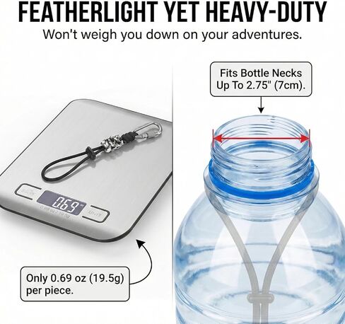 2-Pack Paracord Water Bottle Carrier with Locking Carabiner, Anti-Lost Hands-Free Holder Clip for Hiking & Walking, Tactical Strap Fits Standard 16.9oz Plastic Bottles (Black & White) in Saudi Arabia