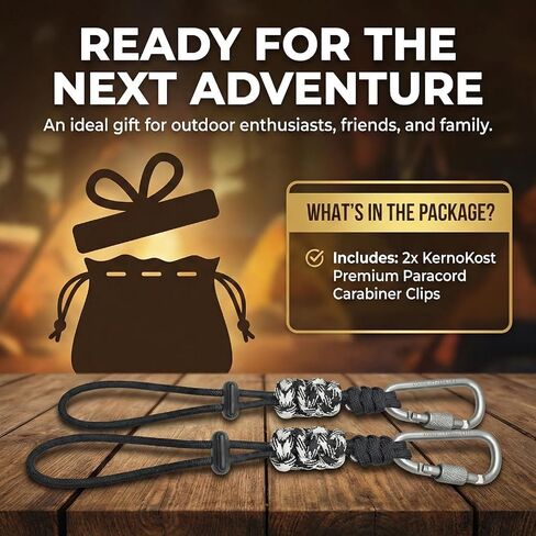 2-Pack Paracord Water Bottle Carrier with Locking Carabiner, Anti-Lost Hands-Free Holder Clip for Hiking & Walking, Tactical Strap Fits Standard 16.9oz Plastic Bottles (Black & White) in Saudi Arabia