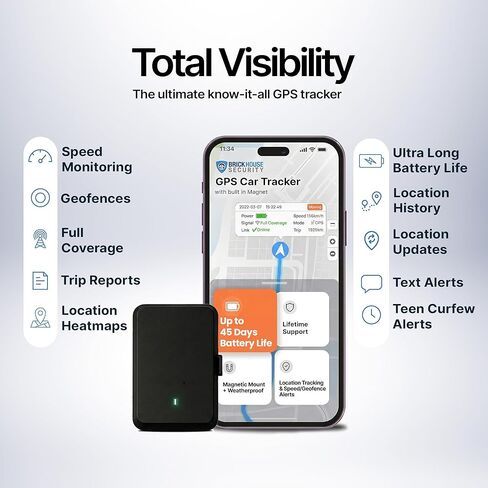 Brickhouse Security EON Odyssey GPS Tracker for Vehicles & Assets, Long Battery Life Tracker with Magnetic Mount, Tamper Alerts, Geofencing & Real-Time Tracking, Weatherproof, Subscription Required in Saudi Arabia