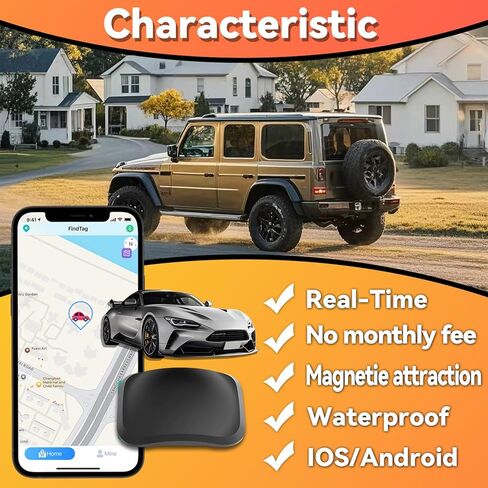 Real-Time Weatherproof Mini GPS Vehicle Tracker - Magnetic Design, No Monthly Fees - Ideal Hidden Car Tracker Compatible with Android & iOS for Global Coverag in Saudi Arabia