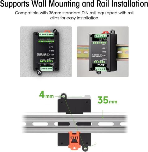 Sorandy Industrial Isolated RS485 Hub, Expands RS485 Sub Ports Hub, Isolation with Wide Baud Rate 300 to 460800bps, Supports Relay Extension Isolation Functions in Saudi Arabia