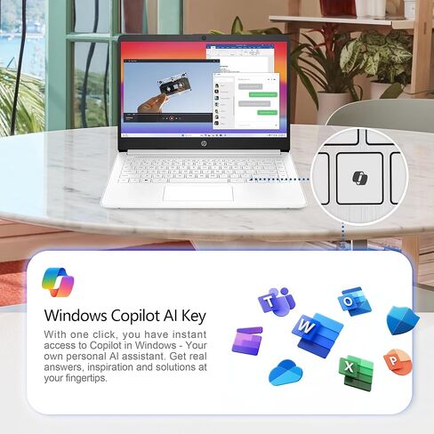 HP 14" Laptop · 576GB Storage · Microsoft 365 Included · 64GB + 512GB SD · 8GB RAM · HD Display · 12-Hour Battery · WiFi · Bluetooth · Windows 11 White in Saudi Arabia