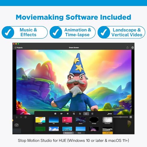 HUE Animation Studio Pro Stop Motion Kit (Full HD 1080p Flexible Camera, Software, Book) for Windows/macOS (Black) in Saudi Arabia