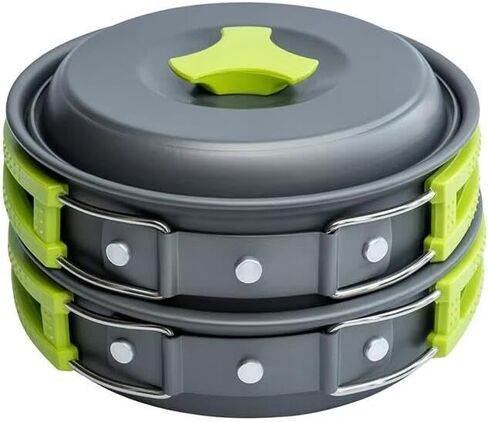 EatingBiting 10pcs Camping Cookware Mess Kit for Backpacking Gear Cooking Pots and Pans Set Backpacking Stove/Portable Stove Compatible Camp Kitchen Pot Utensils Camp Kitchen Equipment Accessories in Saudi Arabia