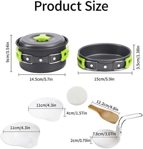 EatingBiting 10pcs Camping Cookware Mess Kit for Backpacking Gear Cooking Pots and Pans Set Backpacking Stove/Portable Stove Compatible Camp Kitchen Pot Utensils Camp Kitchen Equipment Accessories in Saudi Arabia