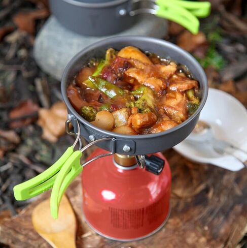 EatingBiting 10pcs Camping Cookware Mess Kit for Backpacking Gear Cooking Pots and Pans Set Backpacking Stove/Portable Stove Compatible Camp Kitchen Pot Utensils Camp Kitchen Equipment Accessories in Saudi Arabia