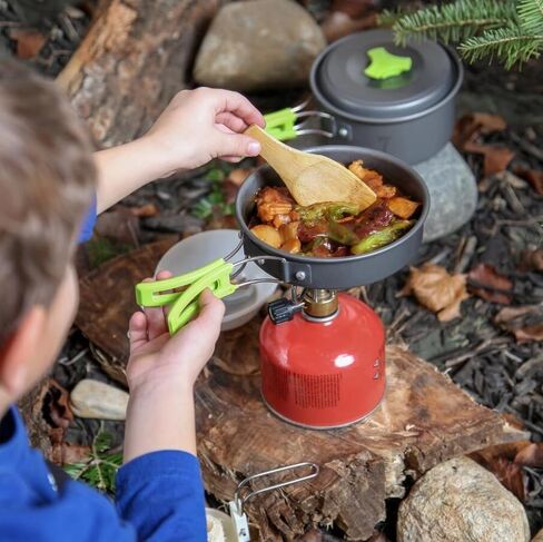 EatingBiting 10pcs Camping Cookware Mess Kit for Backpacking Gear Cooking Pots and Pans Set Backpacking Stove/Portable Stove Compatible Camp Kitchen Pot Utensils Camp Kitchen Equipment Accessories in Saudi Arabia