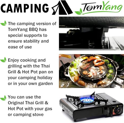 TomYang Korean Bbq Grill Pan, 13 inch, Camping Pan, Stove Top Non-stick Coating, More than 100 Recipe Videos, KBBQ pan, 4 x Bamboo tongs, Dishwasher, Grill Pan, Korean food in Saudi Arabia