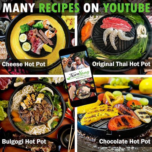 TomYang Korean Bbq Grill Pan, 13 inch, Camping Pan, Stove Top Non-stick Coating, More than 100 Recipe Videos, KBBQ pan, 4 x Bamboo tongs, Dishwasher, Grill Pan, Korean food in Saudi Arabia