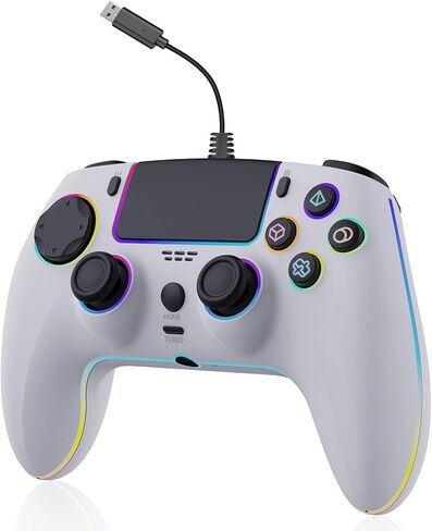 RGB Wired Game Controller for PlayStation 5 Replacement Gamepad with Hall Effect Trigger for PS-5 & Windows PC Double Vibration Motion Sensing Joystick Remote Joypad with Turbo,Macro Mapping (Black) in Kuwait