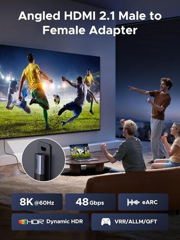 UGREEN 10K 8K@60Hz HDMI 2.1 Right Angle Male to Female Adapter 2 Pack, 4K@240Hz High Speed Cord 3D HDR ARC VRR 48Gbps Aluminum Extender Compatible with HDTV Roku Stick Chromecast Laptop PC Switch 2 in Saudi Arabia