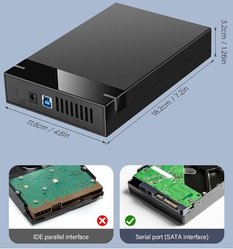 حاوية محرك أقراص ثابتة خارجي SATA مقاس 3.5 بوصة، حافظة USB 3.0 إلى SATA III HDD SSD خالية من الأدوات، تدعم 10 تيرابايت كحد أقصى، قارئ محرك أقراص ثابت محمول مع مصدر طاقة 12 فولت 2 أمبير لنظام التشغيل Windows Mac OS، يدعم UASP in Saudi Arabia