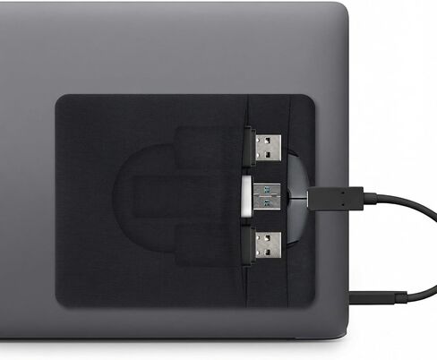 2-Pocket Adhesive Hard Drive Holder for Laptop, Compatible with 2.5" HDD, SSD, Magic Mouse, USB Cable, Black, Durable Lycra Fabric in Saudi Arabia