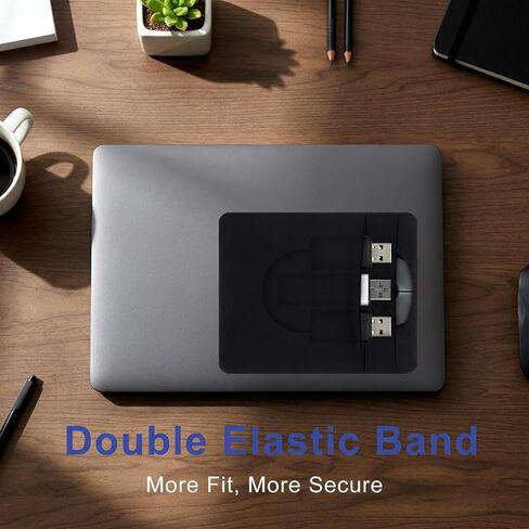 2-Pocket Adhesive Hard Drive Holder for Laptop, Compatible with 2.5" HDD, SSD, Magic Mouse, USB Cable, Black, Durable Lycra Fabric in Saudi Arabia