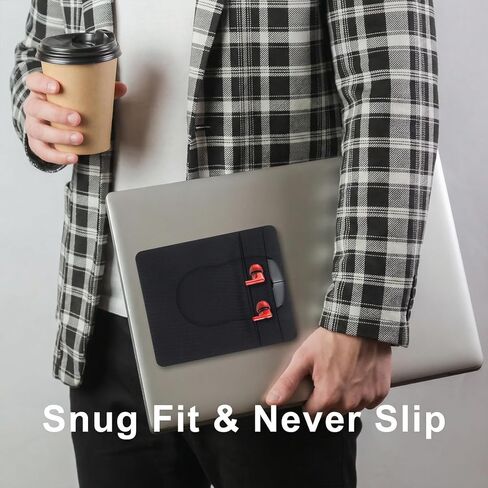 2-Pocket Adhesive Hard Drive Holder for Laptop, Compatible with 2.5" HDD, SSD, Magic Mouse, USB Cable, Black, Durable Lycra Fabric in Saudi Arabia