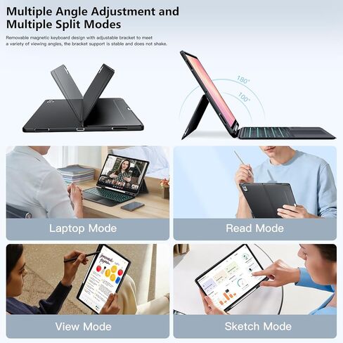 Touchpad Keyboard Case for Samsung Galaxy Tab S11 Ultra 14.6 Inch 2025-7 Colors Backlit Detachable Magnetic Keyboard - Folio Case for Tablet S11 Ultra with S Pen Holder SM-X936B/ SM-X930 in Saudi Arabia