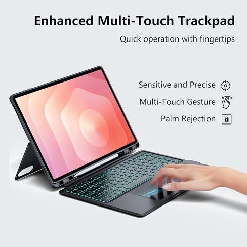 Touchpad Keyboard Case for Samsung Galaxy Tab S11 Ultra 14.6 Inch 2025-7 Colors Backlit Detachable Magnetic Keyboard - Folio Case for Tablet S11 Ultra with S Pen Holder SM-X936B/ SM-X930 in Saudi Arabia
