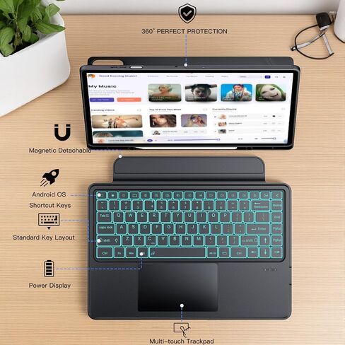 Touchpad Keyboard Case for Samsung Galaxy Tab S11 Ultra 14.6 Inch 2025-7 Colors Backlit Detachable Magnetic Keyboard - Folio Case for Tablet S11 Ultra with S Pen Holder SM-X936B/ SM-X930 in Saudi Arabia