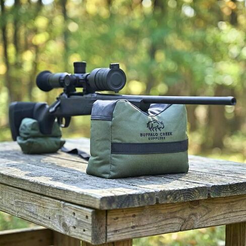 Buffalo Creek Supplies Shooting Bag All-Weather Rifle Rest Sandbag for Bench Shooting, Hunting, Target Practice & Competition – Front & Rear Set – Filled in Saudi Arabia