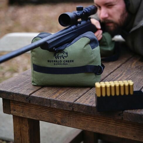 Buffalo Creek Supplies Shooting Bag All-Weather Rifle Rest Sandbag for Bench Shooting, Hunting, Target Practice & Competition – Front & Rear Set – Filled in Saudi Arabia