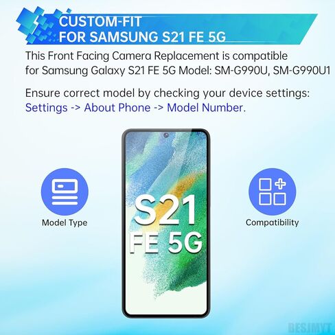 لـ Samsung Galaxy S21 FE 5G استبدال الكاميرا الأمامية التي تواجه الكاميرا صورة شخصية استبدال جزء استبدال وحدة الكاميرا الأمامية الموديل: SM-G990U SM-G990U1 in Saudi Arabia