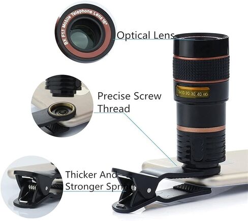 Phone Camera Lens, 8X Telephoto Universal Lens, Mobile Zoom Attachment for Distant Scenes, Travel in Saudi Arabia