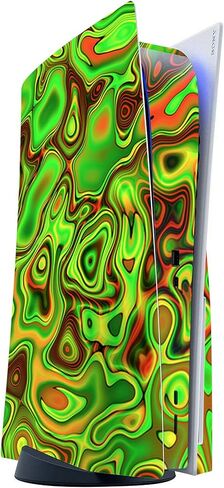 ITS A Skin Skins Compatible with Sony Playstation 5 Console Disc Edition - Protective Decal Overlay Stickers wrap Cover - Green Glass Trippy Psychedelic in Saudi Arabia