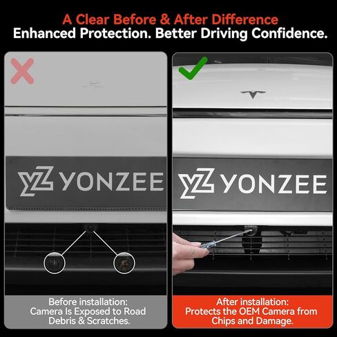 YONZEE 2 قطعة غطاء واقي عدسة كاميرا السيارة الأمامية والخلفية لملحقات Tesla Model Y Juniper 2026 2025، واقي عدسة الكاميرا فائق الوضوح، مضاد للوهج، مقاوم للخدش، مقاوم للطقس، أسود in Kuwait
