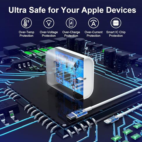 شاحن iPhone سريع، [معتمد من Apple MFi] كتلة شاحن حائط USB C بقدرة 20 واط PD مع كابل مزامنة بيانات طويل جدًا بطول 10 أقدام من النوع C إلى Lightning متوافق مع iPhone 14 13 12 11 XS XR X 8 iPad in Saudi Arabia