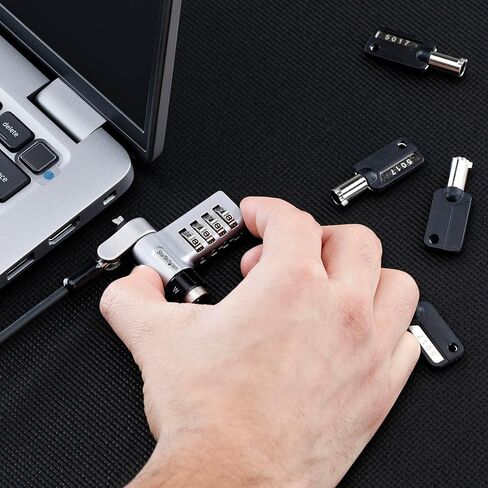StarTech 10-Pack 3-in-1 Dual-Access Laptop Lock, 6.6ft (2m) Keyed Alike/Combination for Noble Wedge/Nano/K-Slot; TAA in Saudi Arabia