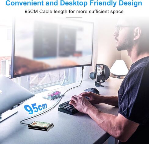 قارئ بطاقات ذكية USB C مع NFC، قارئ CAC، قارئ بطاقات بنك الوصول المشترك لبطاقة الهوية العسكرية DOD المشتركة 2 في 1 اتصال وبدون تلامس متوافق مع نظام التشغيل Mac OS وWindows 10/11 وMac OS وAndroid وLinux - 95 سم in Kuwait