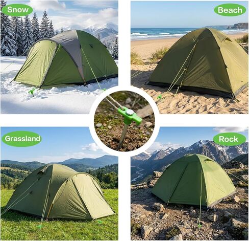 Yesland 24 Pack Heavy Duty Tent Stake with Pull Hook, 10 Inch Non-Rust Metal Tent Pegs Ground Yard Tent Spikes, Galvanized Iron, Green, for Patio, Garden, Canopies, Grassland, Outdoor, Hiking, Camping in Saudi Arabia
